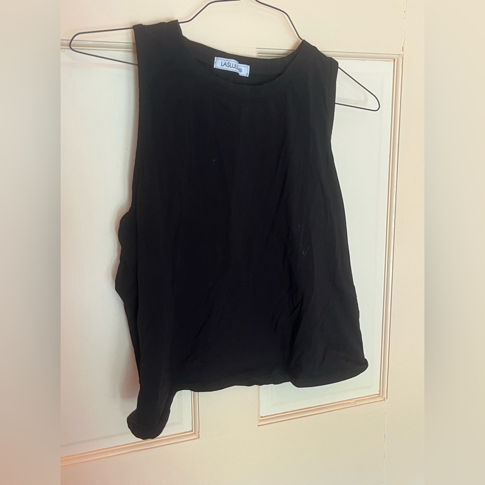 LASLULU Women's Black Muscle Tee